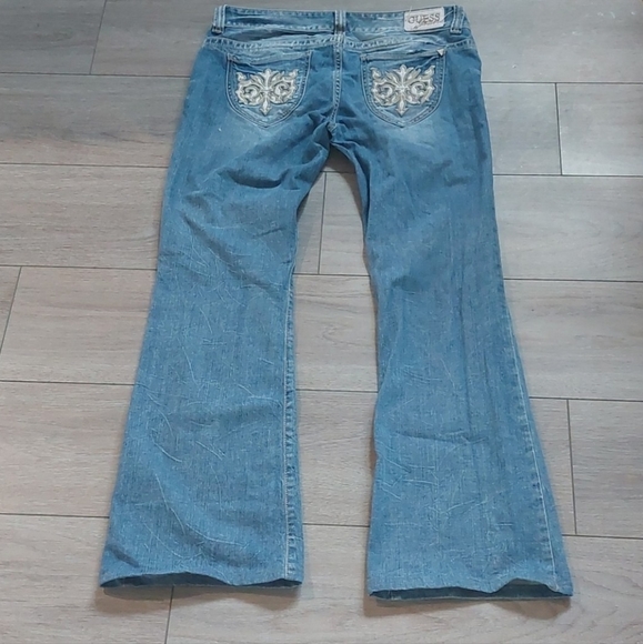 Guess Daredevil Flare Leg Blue Jeans Size 32 - Picture 2 of 11